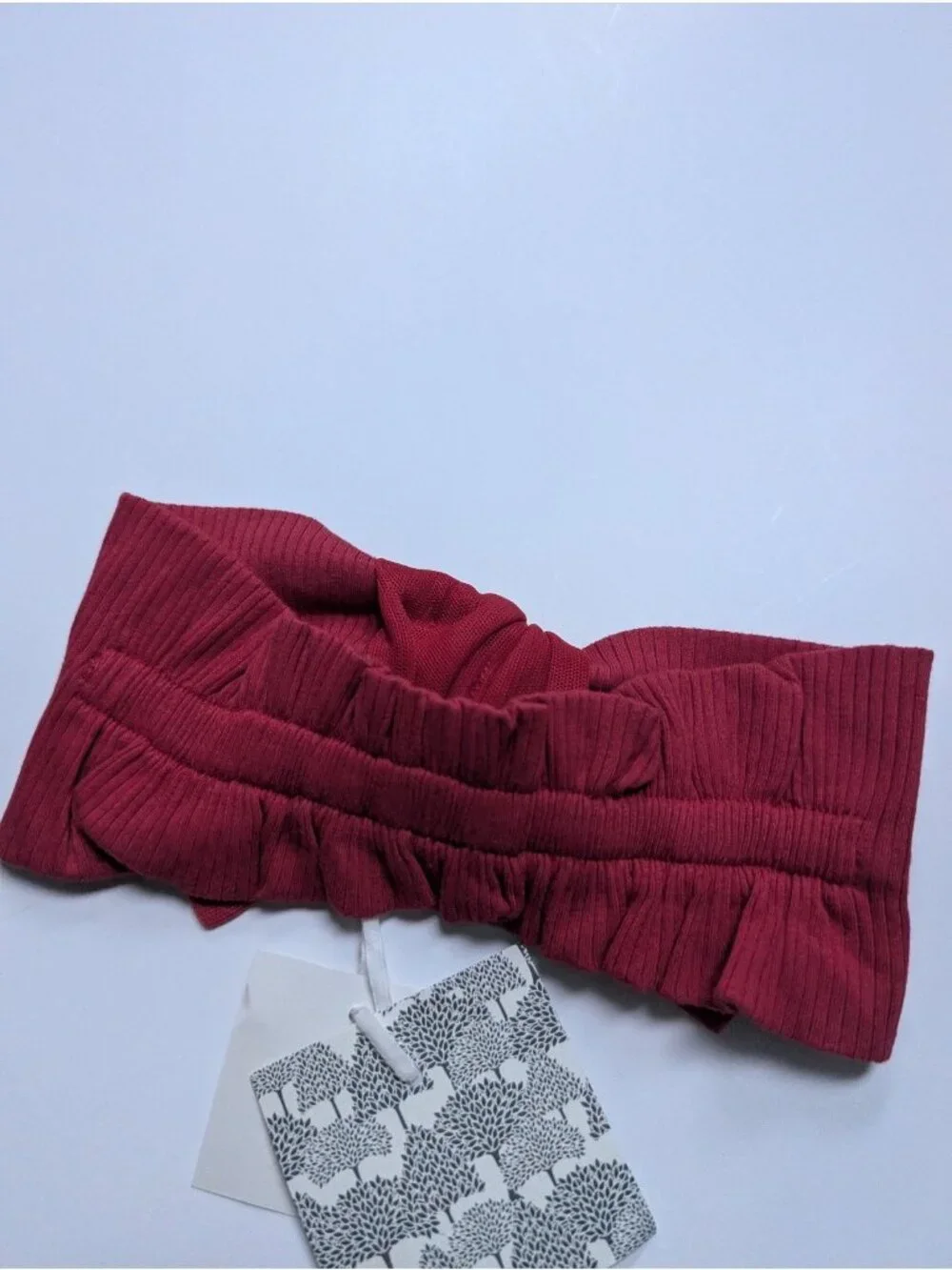 Kate Quinn Organic Cotton Large Tulle Bow Elastic Headband Cardinal Red XXXL